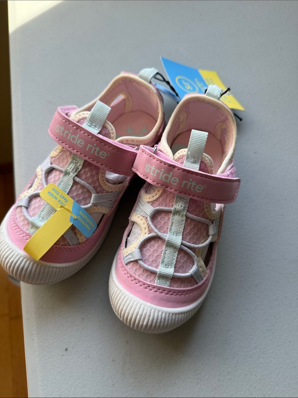 Stride Rite Pink and White Girls' Closed-Toe Sandals